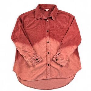 Oddy Coral Corduroy Button Up Shirt Womens M Relaxed Fit Oversized Shacket